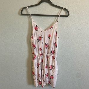 White + Pink Floral Romper